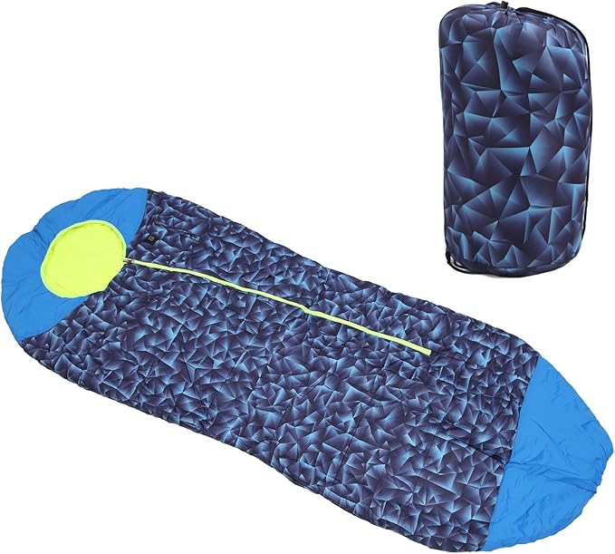 Outdoor Heated Sleeping Bag Adjustable Temperature USB Charging Portable Camping Sleeping Bag for Hiking Travel Office Blue Polyester