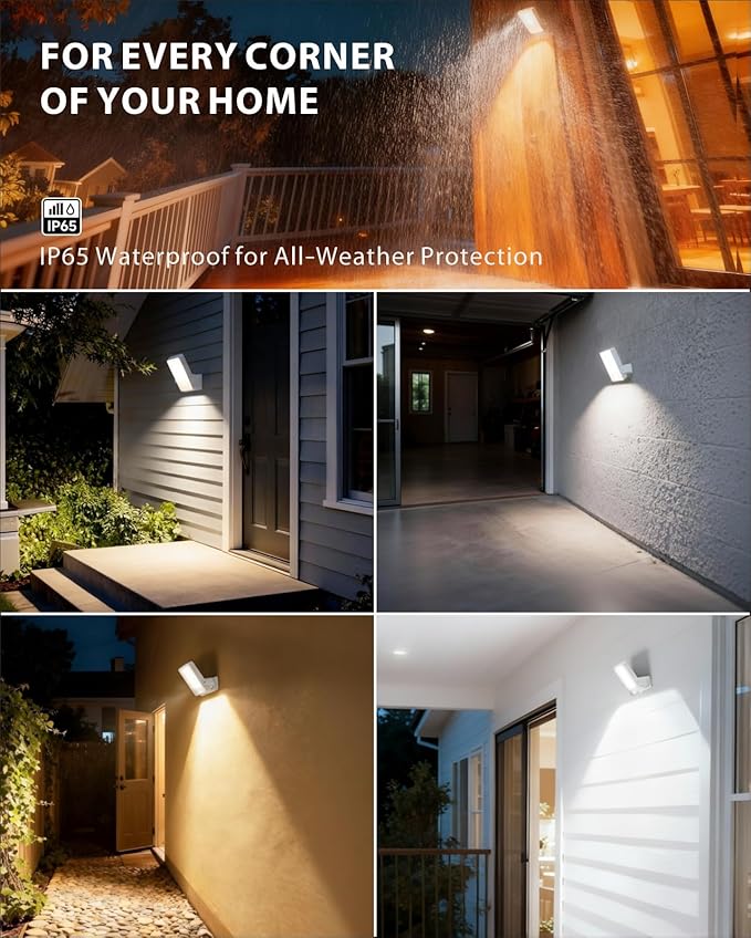 Battery Motion Sensor Light Outdoor Motion-Sensing Security Light with Remote Control 10000mAh 600 Lumens IP65 Waterproof Ideal for PorchesGaragesYards (White 1 Pack)