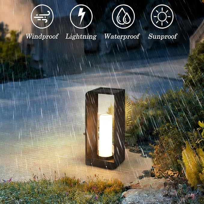 MIXL- Outdoor Solar Floor LanternIP67 Waterproof Landscape LightTall Flameless Outdoor Lamp Suit for Porch Garden Lawn and Driveway