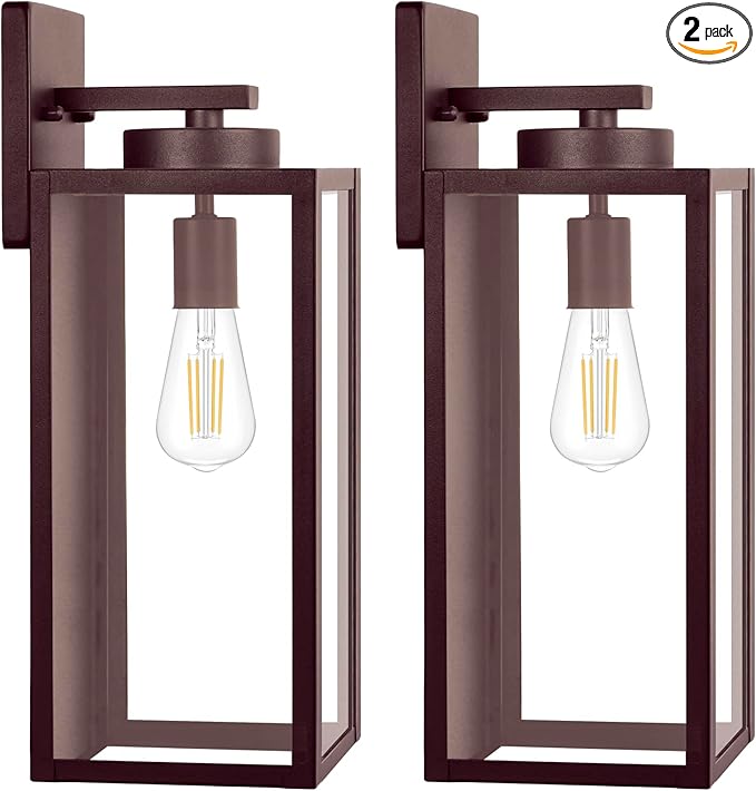 Large Size Outdoor Wall Light Fixtures Exterior Lighting Fixtures Porch Sconces Wall Mounted Waterproof Brown Outdoor Wall Lanterns Lamps Outside Lights for House Patio Front Door Entryway 2-Pack