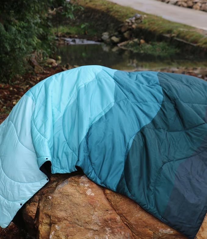 Outdoor Puffy Camping Blanket Lightweight Down Alternative Puffy Waterproof Stadium Blanket with Portable Bag Lightweight Camping Blanket for 2 People Cold Weather Sports Travel Car 79*54 inch