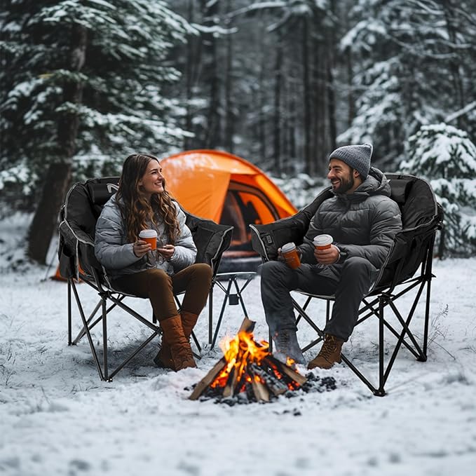 Lilypelle Oversized Heated Camping &amp Patio Lounge Chairs - 3 Heat Levels Portable Folding Moon Saucer Chair for Outdoors &amp Camping