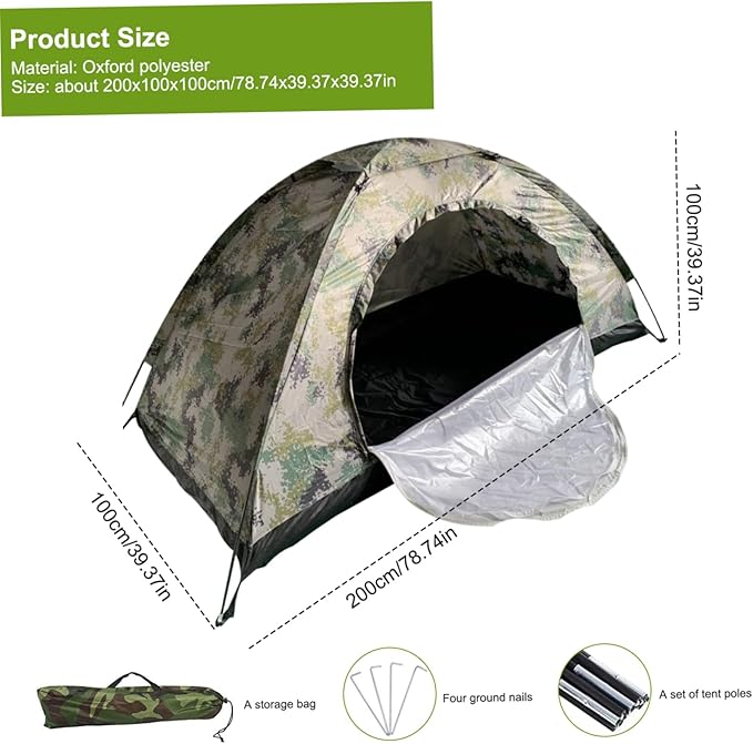 One Man Tent 1 Person Tent Waterproof Windproof UV-Resistant One Man with Mesh Ventilated Bug-Proof Backpacking Foldable Portable Camping for Traveling Beach Hiking