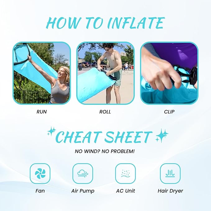 Topyond Inflatable Lounger Air Couch Inflatable Sofa Portable Blow Up Lounge Chair Easy to Inflate Lightweight Beach Hammock Comfortable for Camping Hiking Picnic Lakeside Outdoor Use