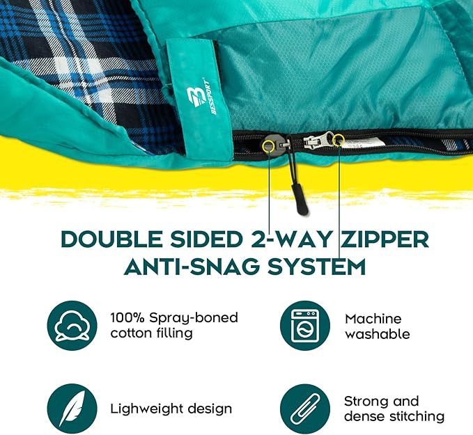 Bessport Sleeping Bag Winter and Camping Tent for 2 Person Lightweight Backpacking Tent Waterproof Windproof Two Doors Easy Setup Double Layer Outdoor Tents for 3 to 4 Seasons Suitable for OutdoorH