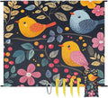Waterproof Sandproof Beach Blanket 59''×68'' Spring Flowers &amp Birds Polyester Outdoor Picnic Blanket with 4 Stakes &amp Storage Bag for BeachCampingVacation