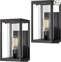 Beionxii Dusk to Dawn Outdoor Wall Lights Modern Exterior Wall Sconces Porch Lantern Black Cast Aluminum w/Clear Cylinder Glass - A291W-2PK