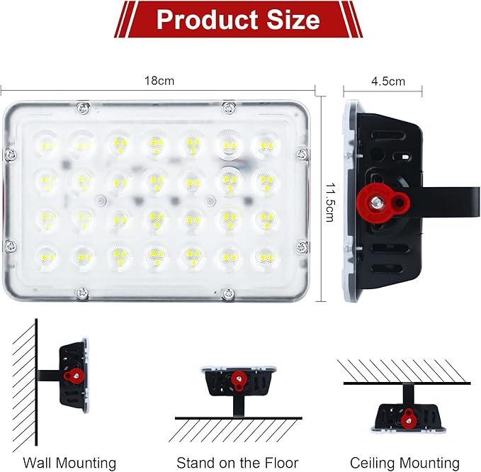 2 Pack 50W Led Outdoor Flood Light Exterior Flood Lights Led Stadium Lights Plug in Flood Light with 59 Inch Line for Yard Playground LawnGardenGaragesBasketball Court Stadium