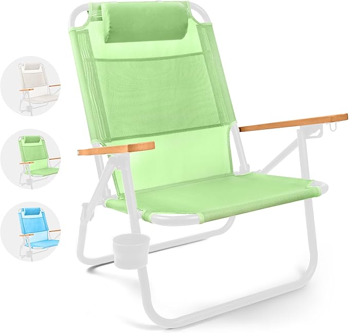 Water Buffalo Bondi Beach Chair – Backpack Beach Chair for Adults with Reclining Positions Cup Holder &amp High Back Support
