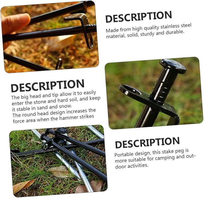 Mipcase 4Pcs Non Steel Tent Stakes Heavy Duty Ground Anchors for Camping Hiking Outdoor Activities Essential Tent Accessories for Family Gazebo Canopy