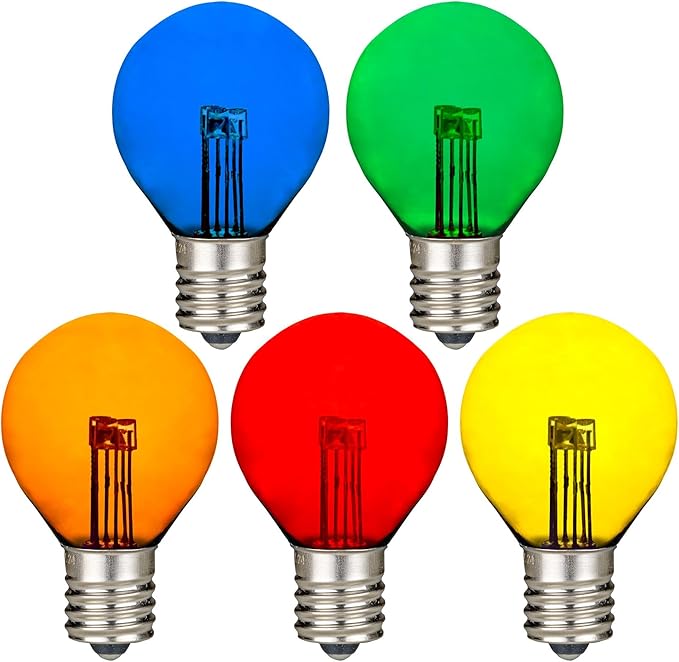 Novelty Lights 25 Pack G30 Glass LED Globe Bulbs String Light Replacement Bulbs E12 Candelabra Base Energy Efficient Outdoor Patio Lighting Multicolor