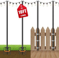 4 Pack String Light Poles for Outside 10Ft Adjustable Outdoor Light Poles for String Lights Outdoor Lighting Stand with Fork for Patio Deck Backyard Garden Party &amp Wedding