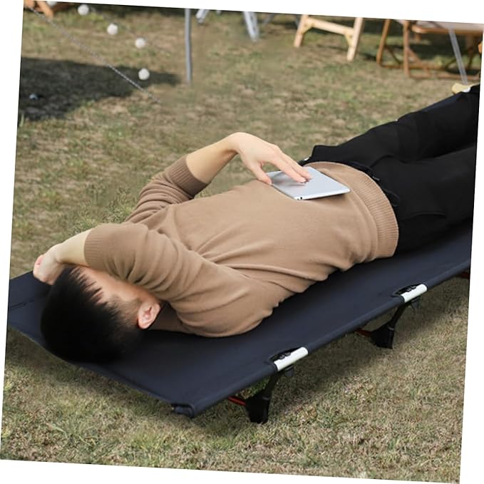 Portable Folding Outdoor Camping Cot Lightweight and Easy to Assemble Bed for Camping Hiking and Guest Use Durable Frame with Oxford Convenient Carry Bag Included