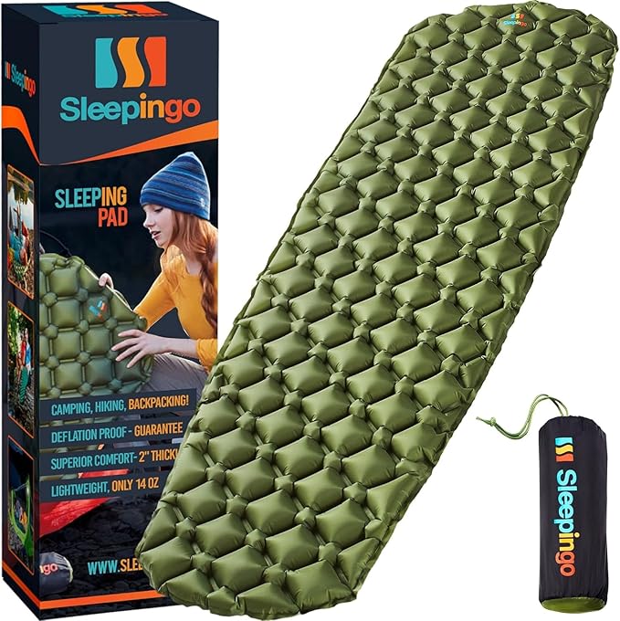 Ultralight Sleeping Mat - Inflatable &amp Compact Camping Air Mattress for Backpacking Hiking- New