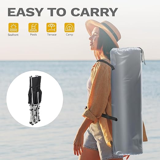 DWVO 2PCS Camping Cots Portable Recliner Lounge Chair w/Mattress Outdoor Folding Cot Heavy Duty 575 LB Capacity 1200D Oxford w/Carry Bag Travel Camp Bed for Camping Office Traveling Black