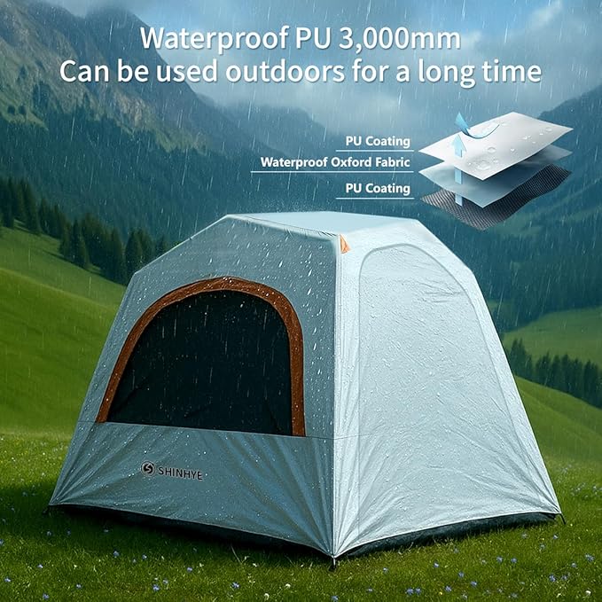 Inflatable Tent for Camping Large Blow Up Tents Glamping 4-8 Person House 4 Season Air with Pump Easy Set up Waterproof Outdoor Oxford