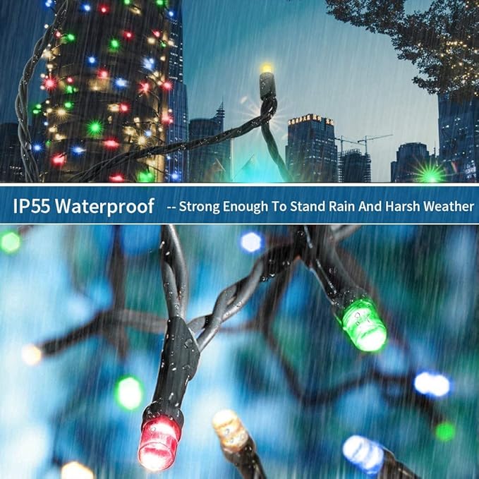 Haili 1000 Led Christmas Lights Plug in 8 Lighting Modes Waterproof Outdoor Christmas Lights for Tree Yard Party Indoor Outside Decorations (393FT Multi Colored)