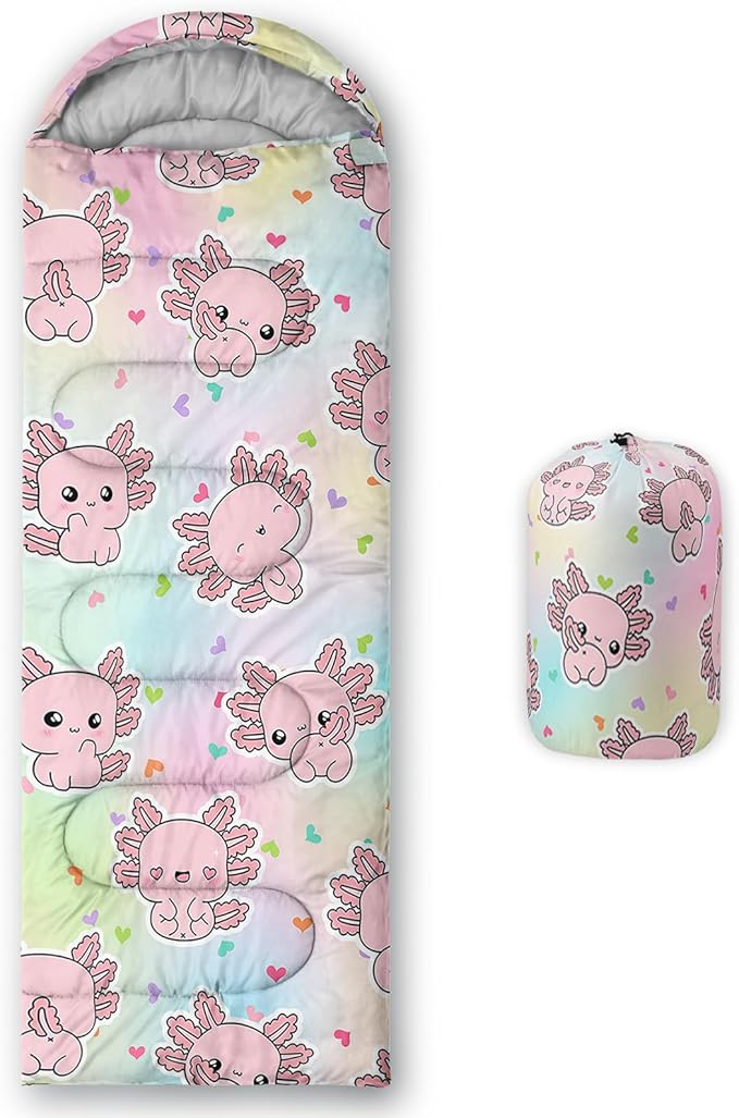 AILONEN Kawaii Panda Sleeping BagsLightweight &amp Waterproof3 Season Warm &amp Cool WeatherDreamy Purple Flower Animal Themed Sleeping Bags for BoysGirlsKidsAdults TravellingOutdoors