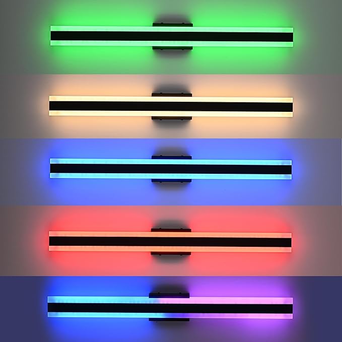 TODOLUZ Outdoor RGB Long Wall Lights32 inch 2 Pack RGB/Warm/White Dimmable Modern Led Wall Lighting Ip65 Waterproof Wall Sconce with Remote APP Control for Outdoor/Indoor Party Gathering