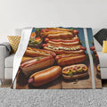 Fresh hot Dogs 50x40 Printed Soft Fleece Blanket for Sofa Bed and Camping - Cozy Blanket for Travel Picnics Nighttime Use