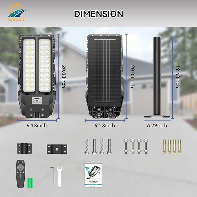 6000W Solar Lights Outdoor Waterproof 7000K Dusk to Dawn Outdoor Solar Street Light Motion Sensor with Remote LED Security Flood Light for Outside Garden Yard Pathway Garage Parking Lot 2 Pack