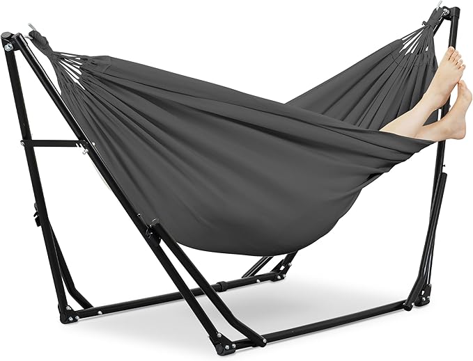 GDY Hammock Chair with Stand 550 lb Capacity Easy Set Up with Carrying Bag Portable for Travel/Backpacking/Beach/Backyard Grey.