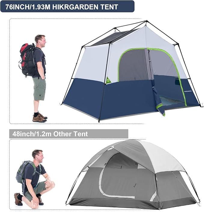HIKERGARDEN 6-8 Person Camping Tent - Portable Family Cabin Tent for Camp Windproof Fabric Camp Tent Outdoor for Hiking Backpacking Traveling