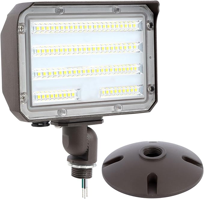 60W LED Flood Light Outdoor Knuckle Switch Controlled Floodlight with Plate5000K 8000Lm IP65 Waterproof Outdoor Security Lights for Yard Garden GarageETL Listed