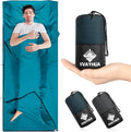 Sleeping Bag Liner 9.5oz Ultralight Satin Travel Sheets for Hotel with Two Way Zippers Silky Camping Sheets &amp Adult Sleep Sack for Backpacking Hiking Business Trips