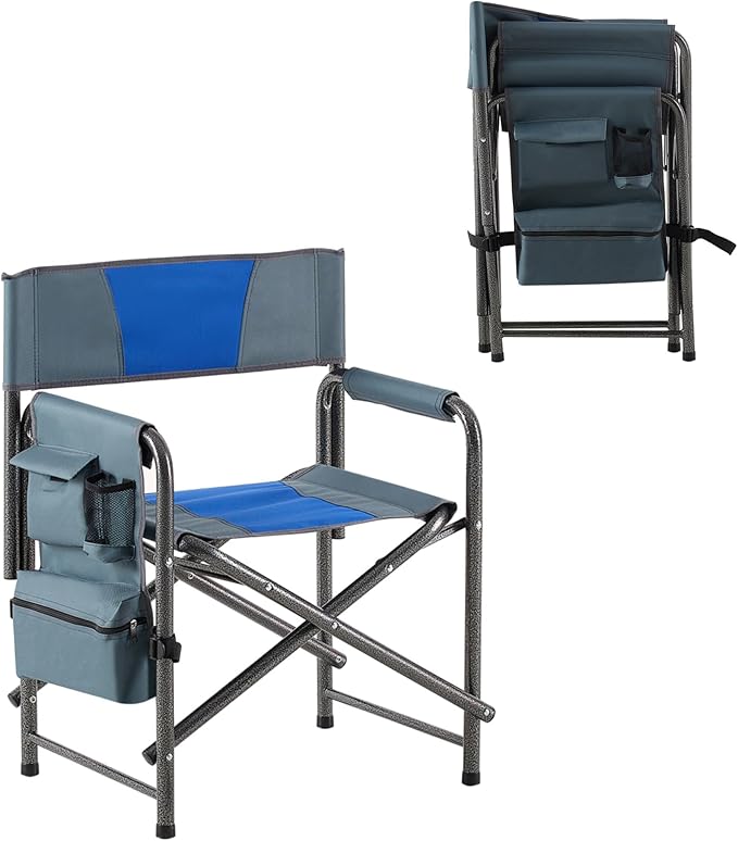 2 Folding Padded Camping Chair Portable Outdoor Chair with Storage Bag armrests and Anti Slip feet Suitable for Beaches backyards barbecues picnics and terraces. (1 Blue)
