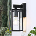 LALUZ Black Outdoor Wall Lights Modern Farmhouse Rectangle Porch Lights Outdoor Wall with Clear Glass Waterproof Anti-Rust Exterior Outside Sconce Lighting Light Fixtures for House Patio Garage
