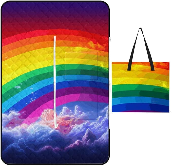 Zipper Rainbow Style Picnic Mat Suitable for Travel Camping Park Or Home Use