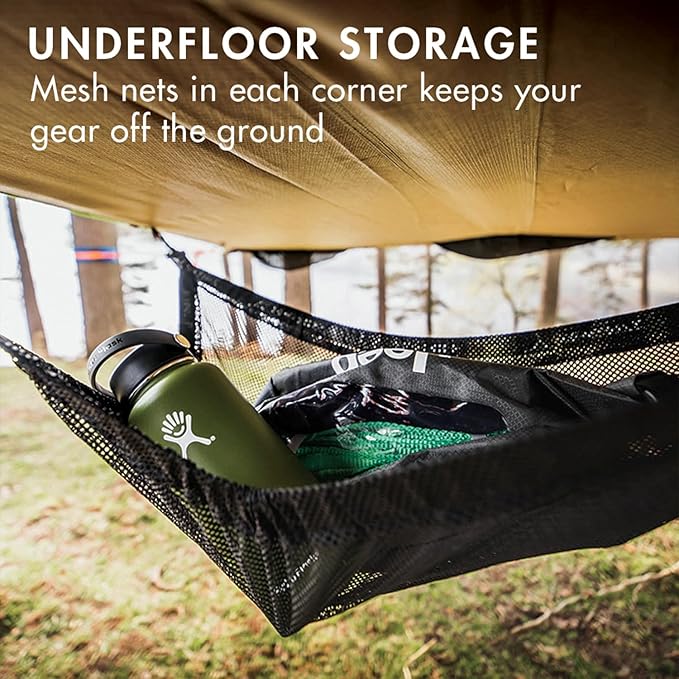 Tentsile Trillium Giant Hammock The Original Tree Tent Company 6 Adult Capacity Anti-Roll Central Hatch Ratches and Straps Included Designed in The UK (6 Person Black Mesh)