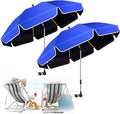 2Pack 48.8 inch Large Beach Umbrella with Clamp Sun Shade for Beach Chair 360°Adjustable UV Protection Golf Umbrella with Clip for Outdoor Stroller Wheelchair Camping Chair