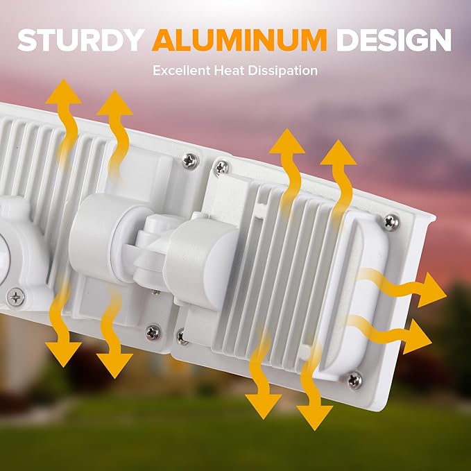 LUTEC 75W 8000 Lumen Floods Light Outdoor Switch Controlled LED Security Lights with 3 Adjustable Heads 5000K Daylight IP65 Waterproof Exterior Flood Light for Garage Yard Patio (White) - 2 Pack