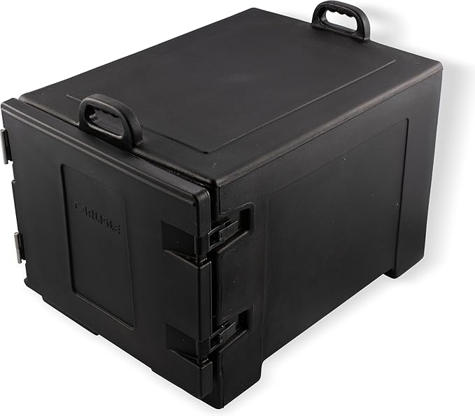 Carlisle FoodService Products Insulated Food Pan Carrier Holds 7 Sheet Pans (Sold Separately) Front-Loading Cateraide with Handles Rugged PE Shell with PU Insulation Black