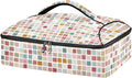 Casserole Carrier Small Squares Pattern Insulated Casserole Carrier for Hot or Cold Food Thermal Lunch Tote for Parties Picnic Travel Carry Bag