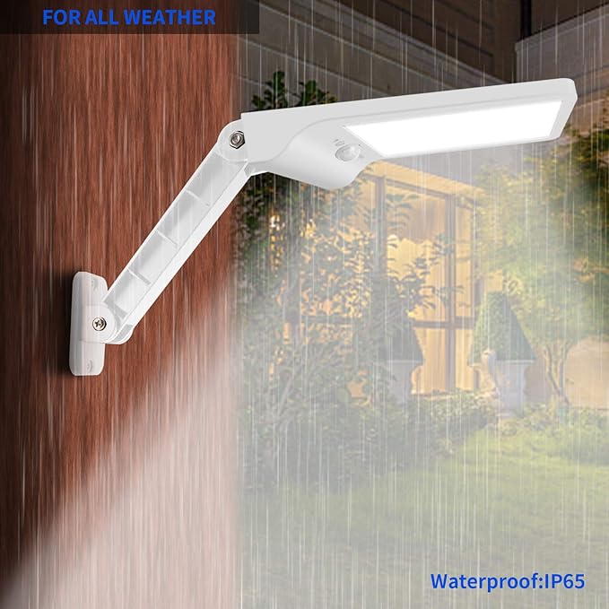 Aqonsie Solar Lights Outdoor 180° Adjustable 56LED Solar Flood Light Outside Security Motion Sensor Lights with Remote 3 Lighting Modes with Mounting Rod for Gutter Backyard Garage Garden 2 Pack