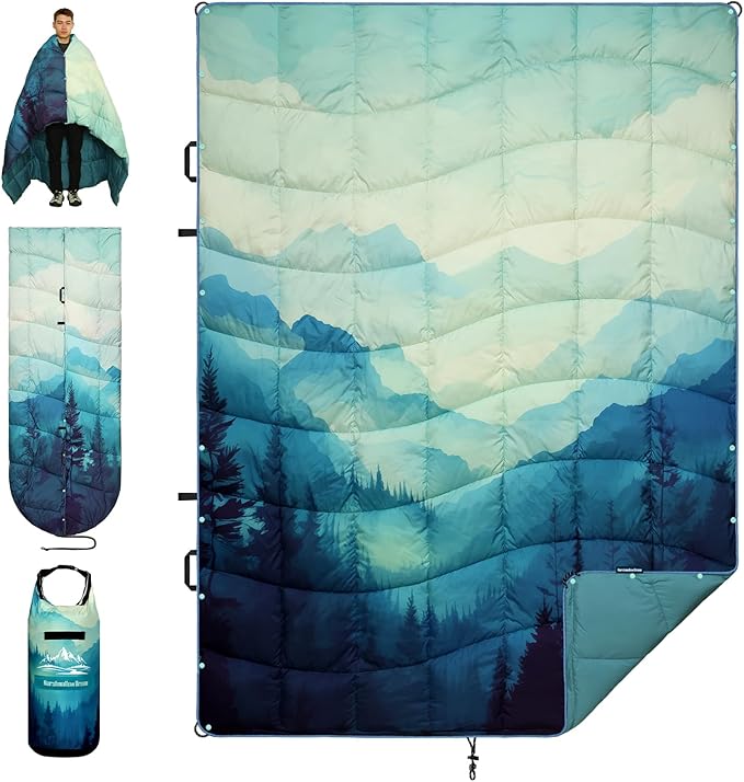 Camping Blanket Puffy Blankets Lightweight Windproof Resistant for OutdoorsHiking BackpackingCarPicnicStadium