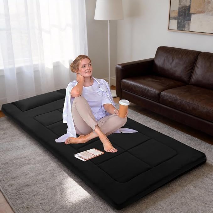 Floor Mattress 80 x 36 Inches XXL Portable Foam Sleeping Pad Comfortable Non-Slip Foldable Camping Mattress Lightweight Easy to Storage for Home Outdoor Tent Guest Bed Living Room