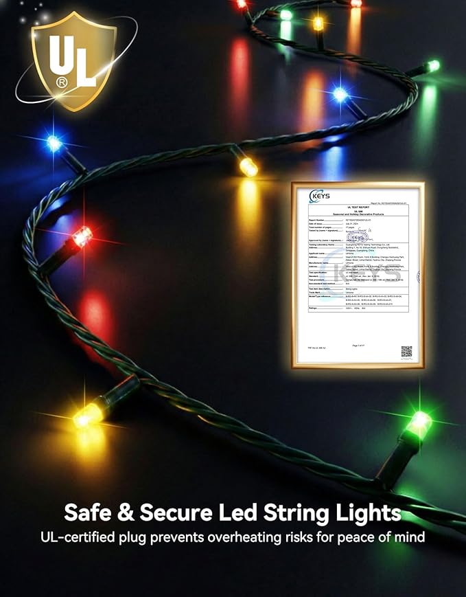 LitHome 164FT 500 LED String Lights Outdoor Waterproof 8 Modes Christmas Lights Plug in Green Wire Multicolor String Light with Timer &amp Memory Function Tree Light Outdoor for Garden Patio Decor