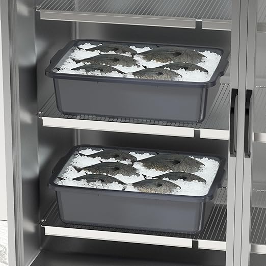 Readsky 34 L Grey Large Plastic Bus Box Commercial Bus Tubs 4 Packs