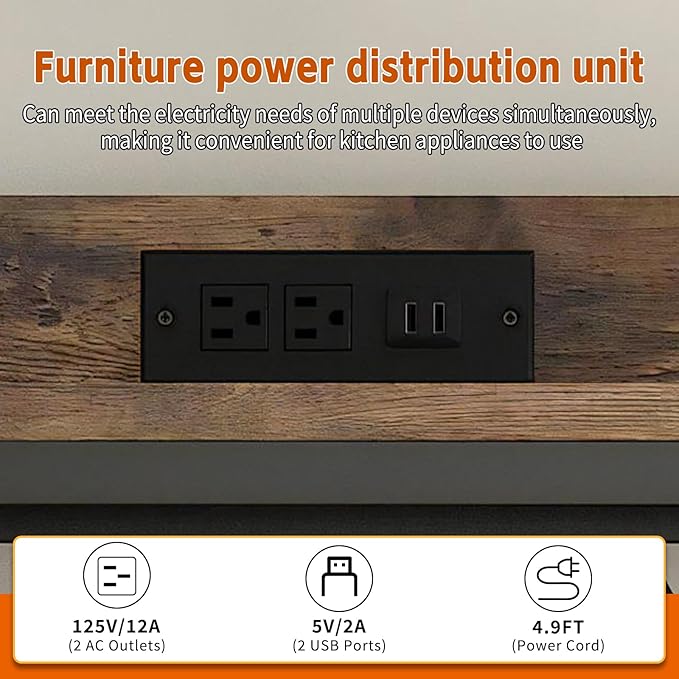 Vintage 4-Tier Storage Cabinet for Mini Fridge Microwave Stand Bakers Rack with Adjustable Shelves Heavy Duty MDF Metal Frame for Kitchen Office Dorm
