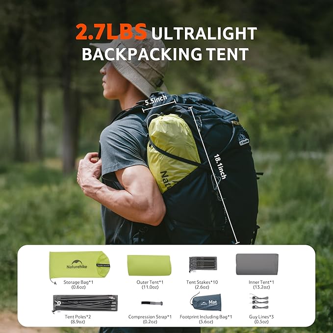 Naturehike Star Trail Ultralight Backpacking Tent 2.3lb One Person Tent 2.76 lb 2 Person Tents for Camping