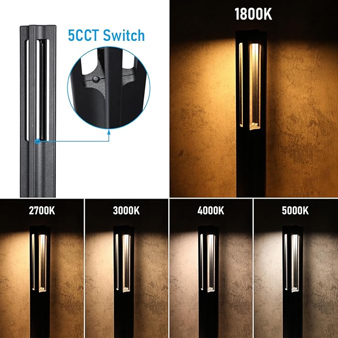 LEONLITE 5CCT Low Voltage Path Lights Update 1800K2700K3000K4000K5000K Selectable 3W LED Landscape Pathway Lights Outdoor Landscape Lighting Aluminum 12-24V AC/DC ETL IP65 Pack of 6