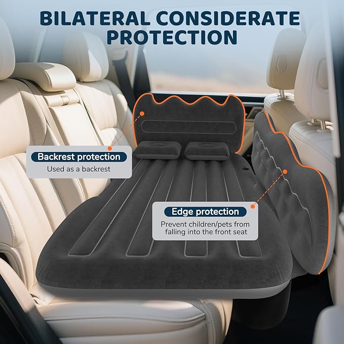 SUV Air Mattress Inflatable Travel Bed: Foldable - Portable Car Inflatable Bed Camping &amp Road Trips - Thickened Car Air Mattress for Back Seat with Carry Bag &amp Cup Holder &amp 2 Pillows