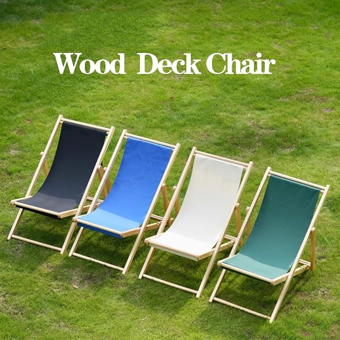 Adjustable Patio Folding Camping Chair - Breathable Canvas Sling Lounge Chair for Outdoor Beach Porch Deck - Bamboo Frame Available in Red &amp Green