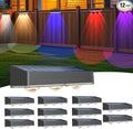 RGB Solar Fence Light 10 Colors Outdoor Lighting Set 2 Modes Solar Powered LED Lights IP65 Waterproof Solar Wall Lights Screw Wall Mount Step Light Auto On Off Dusk to Dawn Deck Light