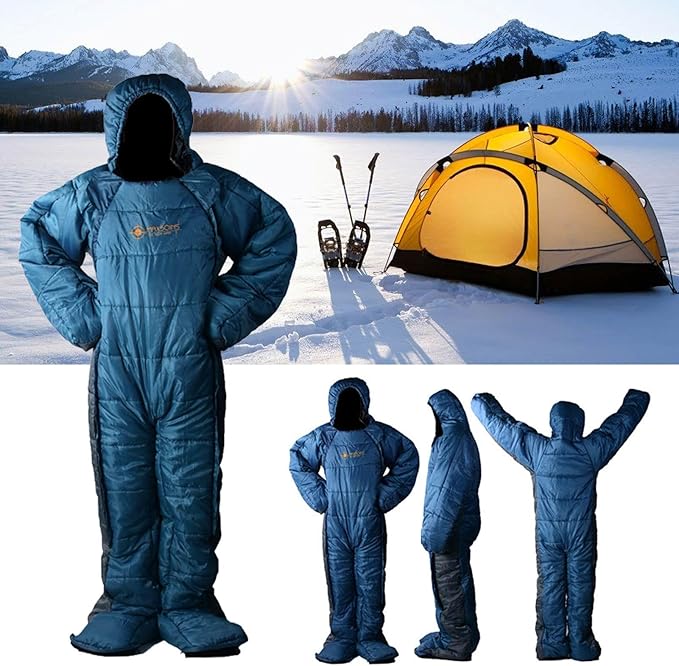 Wearable Sleeping Bag - Ultralightes Thermal Shell Windproof Cold Protection Human Cocoons Night | Mountain Basecamp Sleep Shelter Stop Alpine Snow Treks Rest Spot Use for Hiking Camping Climbing