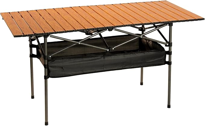 Outdoor Folding Table 7.93LBS Ultralight Camping Table with Built-in Storage &amp Carry Bag 225LBS Heavy Duty Aluminum Tabletop Carbon Steel Frame for Camping Picnic Beach BBQ